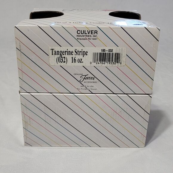 Genuine Fiesta Accessories (4) Cooler Glasses, New In Box, Tangerine Stripe - Picture 4 of 4